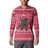 Austria Christmas Button Sweatshirt with German Text Red Pattern and Festive Lights - Wonder Print Shop