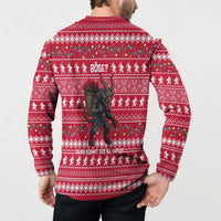 Austria Christmas Button Sweatshirt with German Text Red Pattern and Festive Lights - Wonder Print Shop
