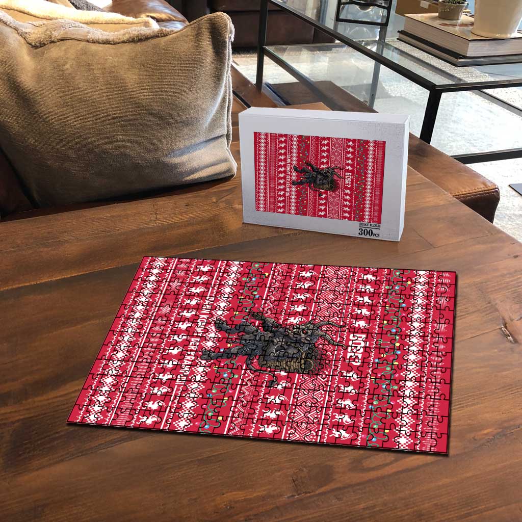 Austria Christmas Puzzle with German Text Red Pattern and Festive Lights - Wonder Print Shop