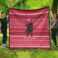 Austria Christmas Quilt with German Text Red Pattern and Festive Lights - Wonder Print Shop