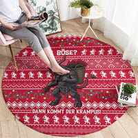 Austria Christmas Round Carpet with German Text Red Pattern and Festive Lights - Wonder Print Shop