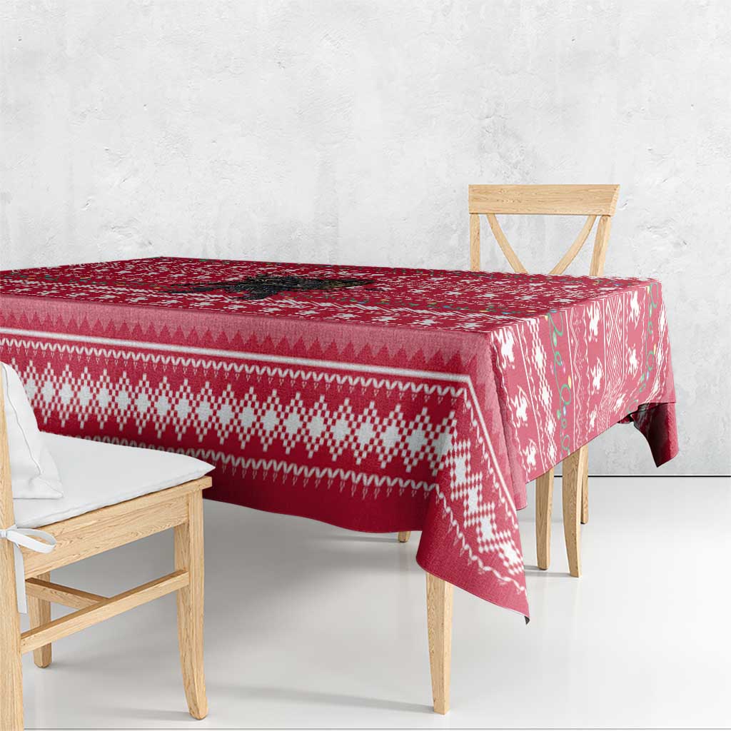 Austria Christmas Tablecloth with German Text Red Pattern and Festive Lights - Wonder Print Shop