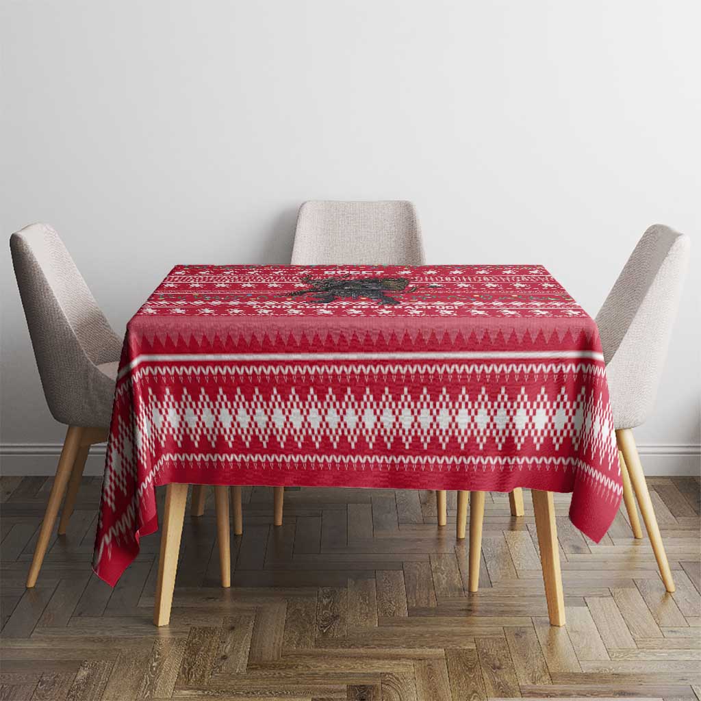 Austria Christmas Tablecloth with German Text Red Pattern and Festive Lights - Wonder Print Shop