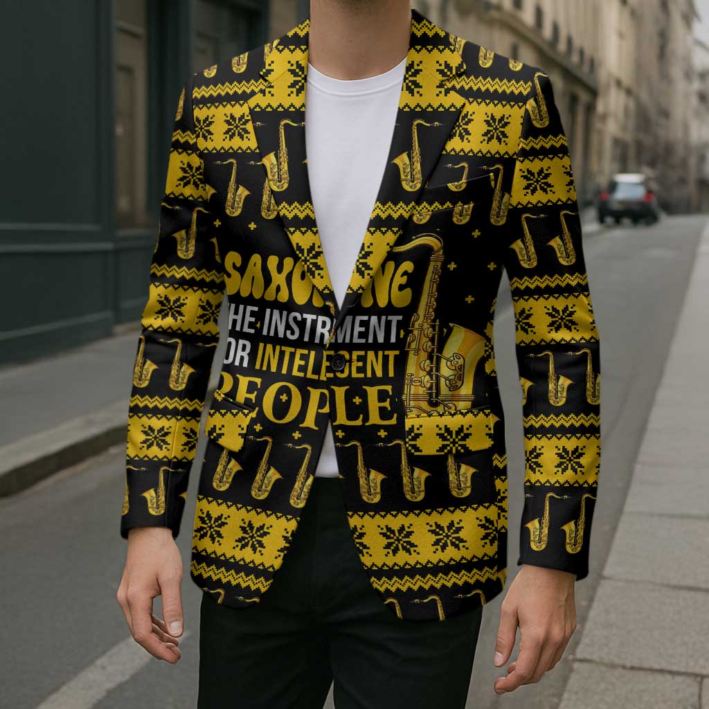 Saxophone The Instrument For Intellegent People Christmas Blazer Xmas Holiday Patterns - Wonder Print Shop