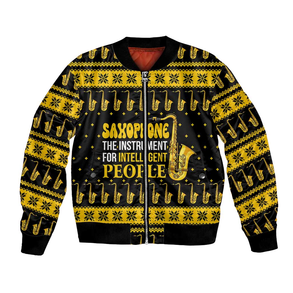 Saxophone The Instrument For Intellegent People Christmas Bomber Jacket Xmas Holiday Patterns - Wonder Print Shop