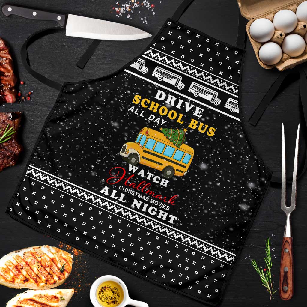 School Bus All Day Christmas Apron Xmas Holiday Patterns - Wonder Print Shop