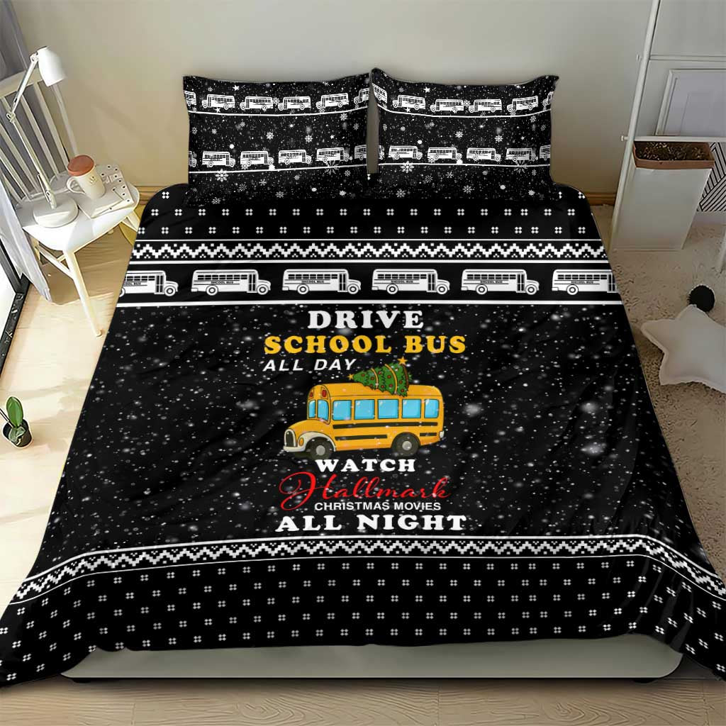 School Bus All Day Christmas Bedding Set Xmas Holiday Patterns - Wonder Print Shop