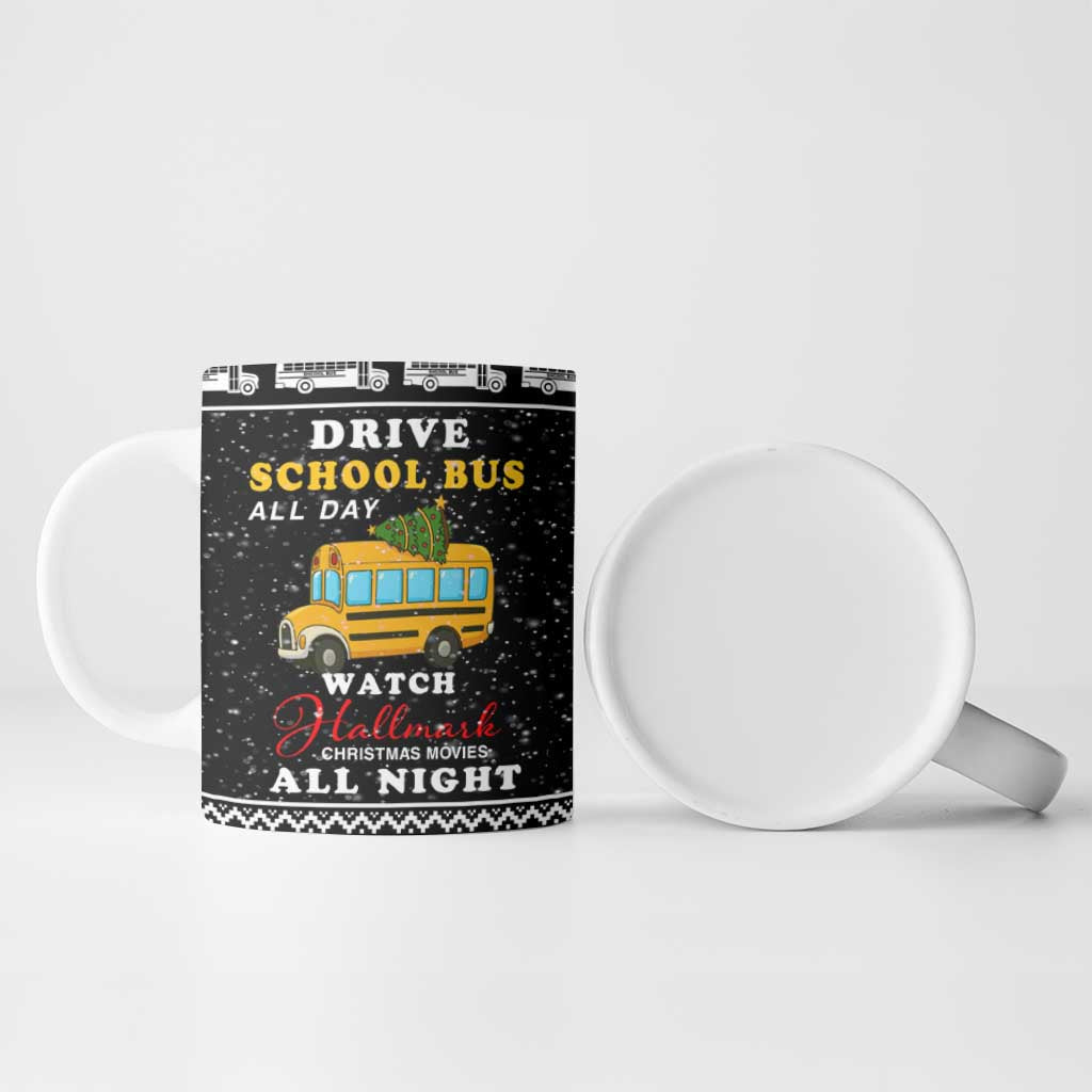 School Bus All Day Christmas Ceramic Mug Xmas Holiday Patterns - Wonder Print Shop