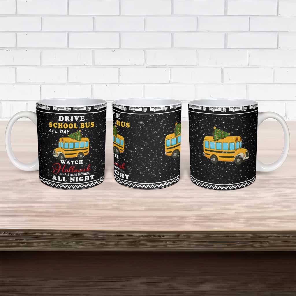 School Bus All Day Christmas Ceramic Mug Xmas Holiday Patterns - Wonder Print Shop