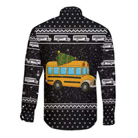 School Bus All Day Christmas Long Sleeve Button Shirt Xmas Holiday Patterns - Wonder Print Shop