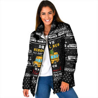 School Bus All Day Christmas Padded Jacket Xmas Holiday Patterns - Wonder Print Shop