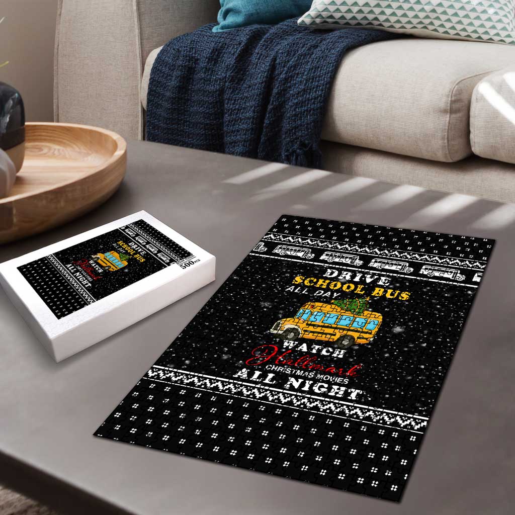 School Bus All Day Christmas Puzzle Xmas Holiday Patterns - Wonder Print Shop