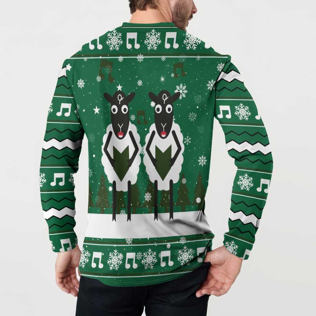Sheep Baaa Humbug Christmas Button Sweatshirt Xmas Holiday Patterns - Wonder Print Shop