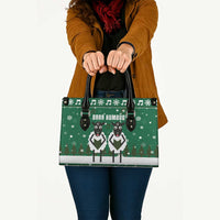 Sheep Baaa Humbug Christmas Leather Bag Xmas Holiday Patterns - Wonder Print Shop
