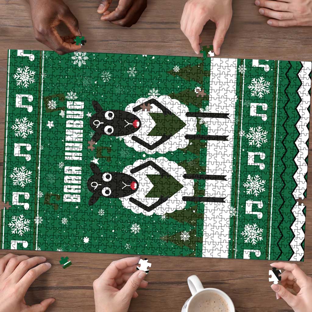 Sheep Baaa Humbug Christmas Puzzle Xmas Holiday Patterns - Wonder Print Shop