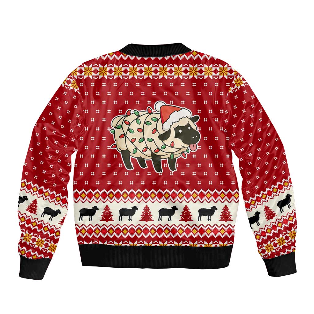 Sheep Merry Christmas Bomber Jacket Xmas Holiday Patterns - Wonder Print Shop
