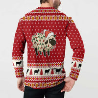 Sheep Merry Christmas Button Sweatshirt Xmas Holiday Patterns - Wonder Print Shop