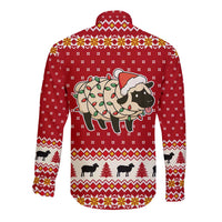 Sheep Merry Christmas Long Sleeve Button Shirt Xmas Holiday Patterns - Wonder Print Shop