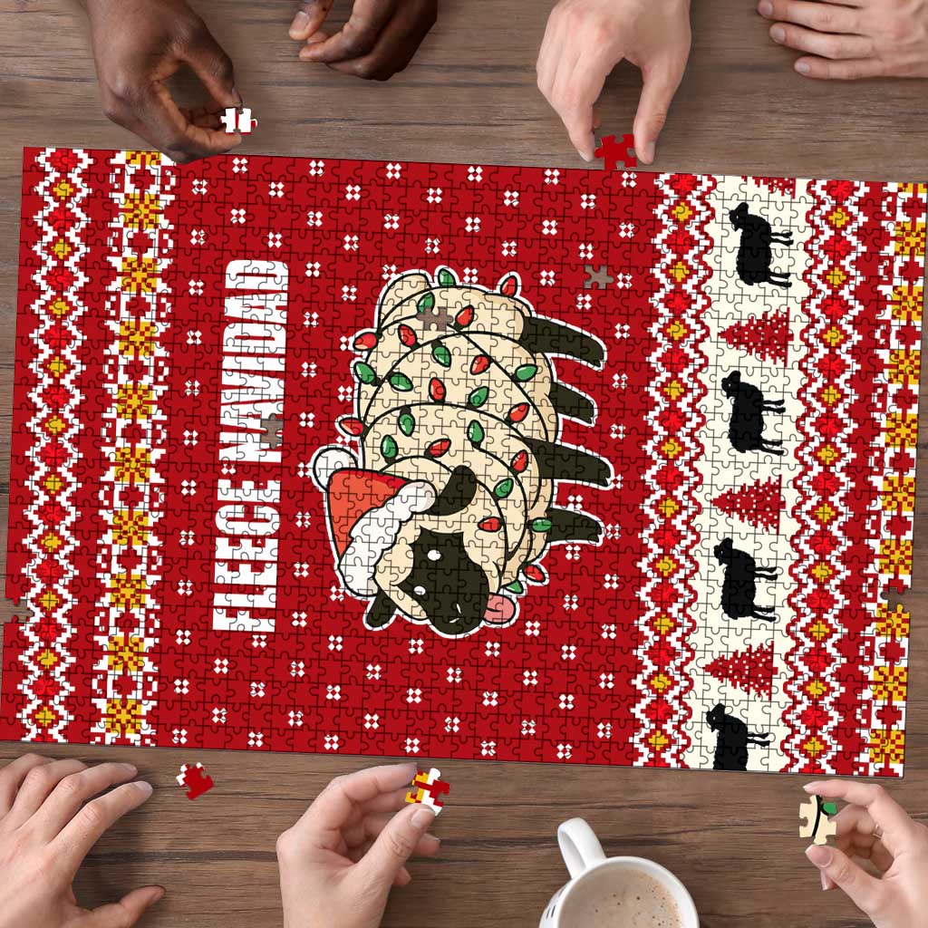 Sheep Merry Christmas Puzzle Xmas Holiday Patterns - Wonder Print Shop