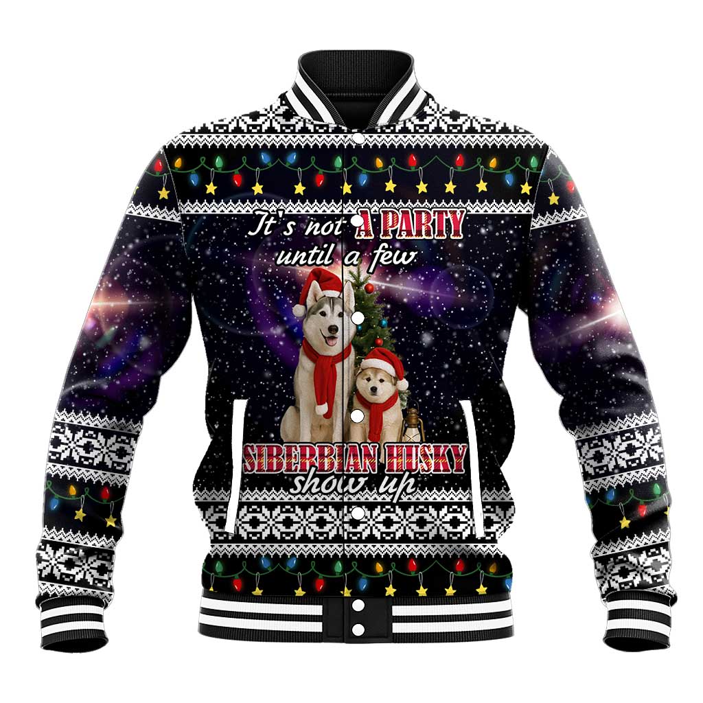 Siberian Husky Show Up Xmas Christmas Baseball Jacket Xmas Holiday Patterns - Wonder Print Shop