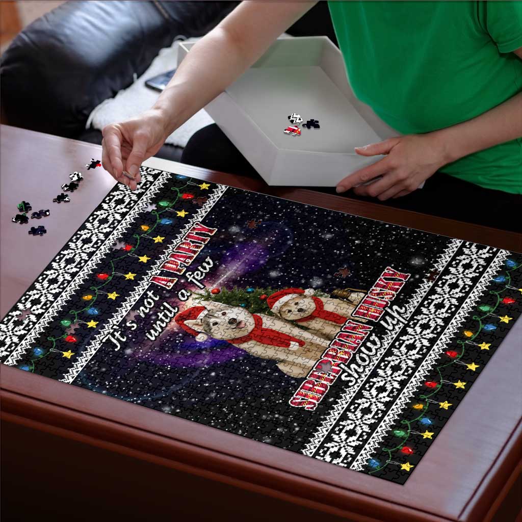 Siberian Husky Show Up Xmas Christmas Puzzle Xmas Holiday Patterns - Wonder Print Shop