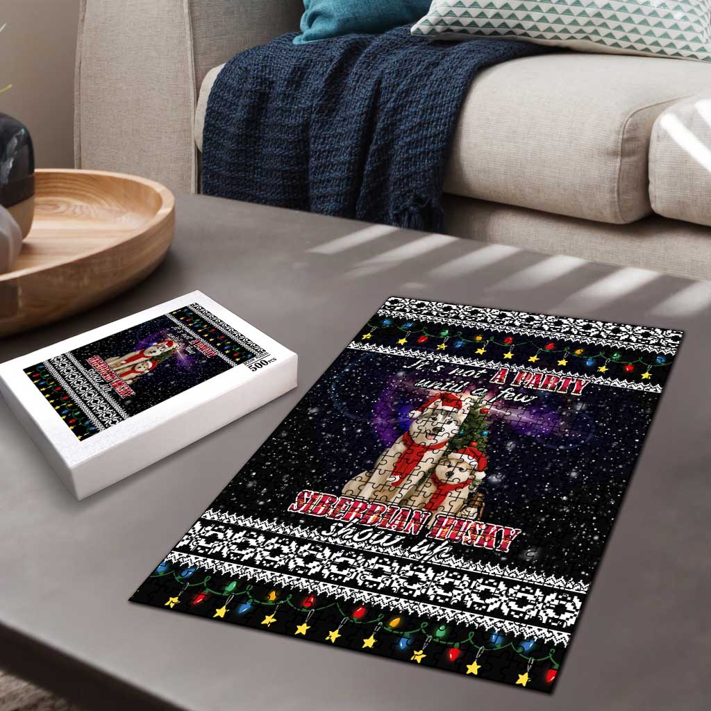Siberian Husky Show Up Xmas Christmas Puzzle Xmas Holiday Patterns - Wonder Print Shop