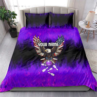 Personalized Patriotic Eagle Bowling Bedding Set with Purple Flames USA Flag Wings Design - Wonder Print Shop