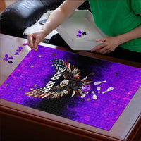 Personalized Patriotic Eagle Bowling Puzzle with Purple Flames USA Flag Wings Design - Wonder Print Shop