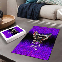 Personalized Patriotic Eagle Bowling Puzzle with Purple Flames USA Flag Wings Design - Wonder Print Shop