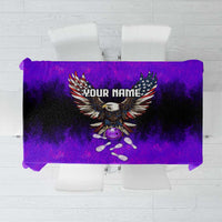 Personalized Patriotic Eagle Bowling Tablecloth with Purple Flames USA Flag Wings Design - Wonder Print Shop