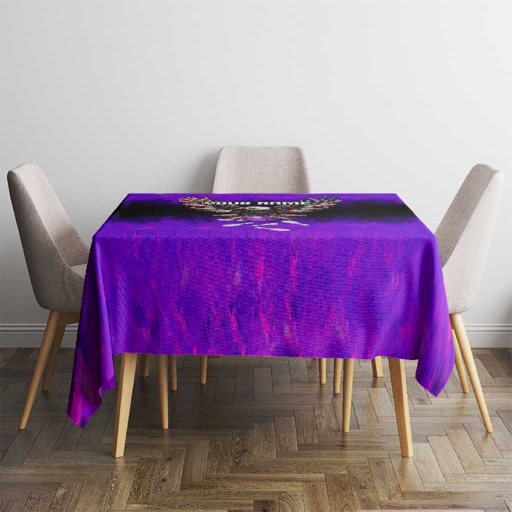 Personalized Patriotic Eagle Bowling Tablecloth with Purple Flames USA Flag Wings Design - Wonder Print Shop