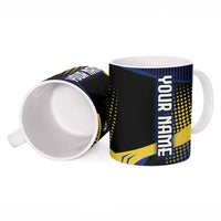 Personalized Blue and Yellow Bowling Ceramic Mug with Striking Pins Retro Dot Pattern Design - Wonder Print Shop