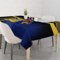 Personalized Blue and Yellow Bowling Tablecloth with Striking Pins Retro Dot Pattern Design - Wonder Print Shop