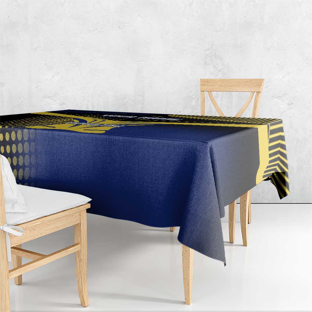 Personalized Blue and Yellow Bowling Tablecloth with Striking Pins Retro Dot Pattern Design - Wonder Print Shop