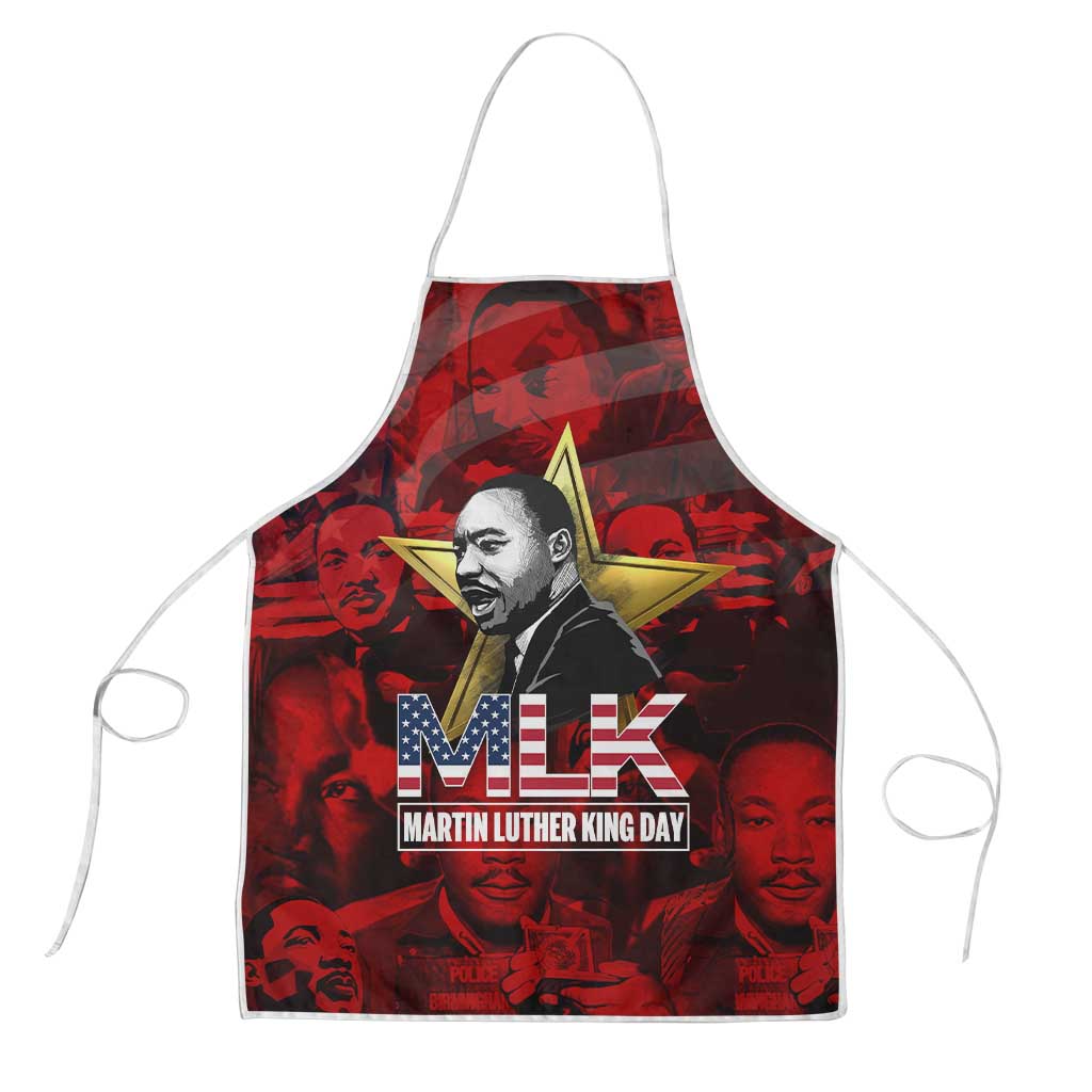 MLK Day Apron Martin Luther King Jr Tribute American Flag Lettering - Wonder Print Shop