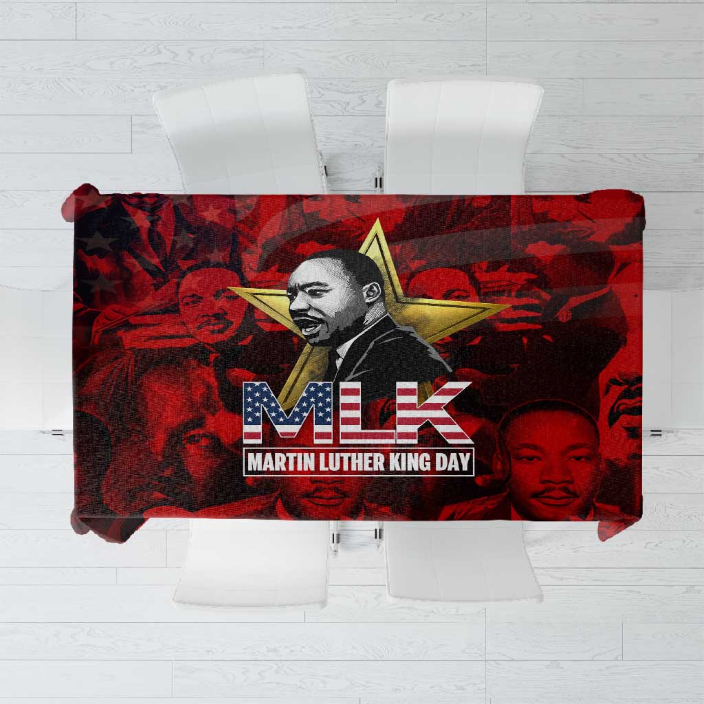 MLK Day Tablecloth Martin Luther King Jr Tribute American Flag Lettering - Wonder Print Shop