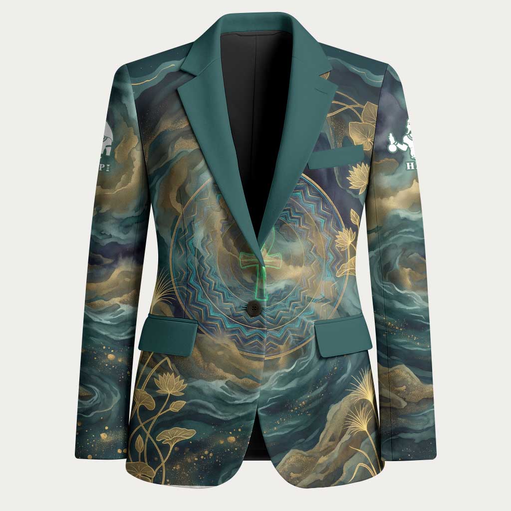 Egyptian Hapi Blazer God of the Nile Ankh Symbol Lotus Flowers and Sacred River Energy
