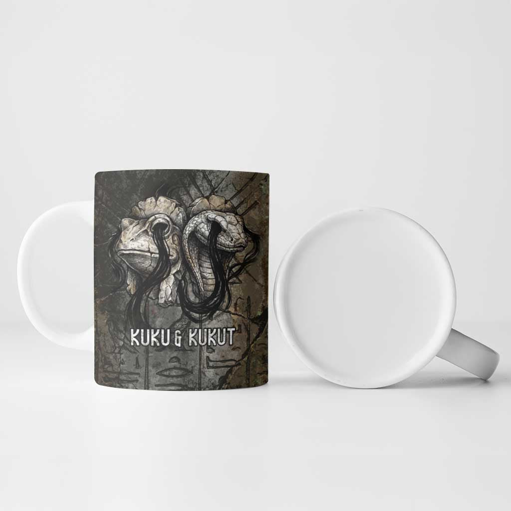 Egypt Kek and Kauket Ceramic Mug Ancient Void Theme with Frog and Serpent Duality
