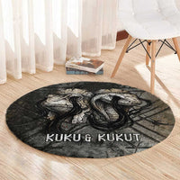 Egypt Kek and Kauket Round Carpet Ancient Void Theme with Frog and Serpent Duality