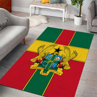 Ghana flag area rug featuring bold red, green, and yellow cross stripes with central coat of arms
