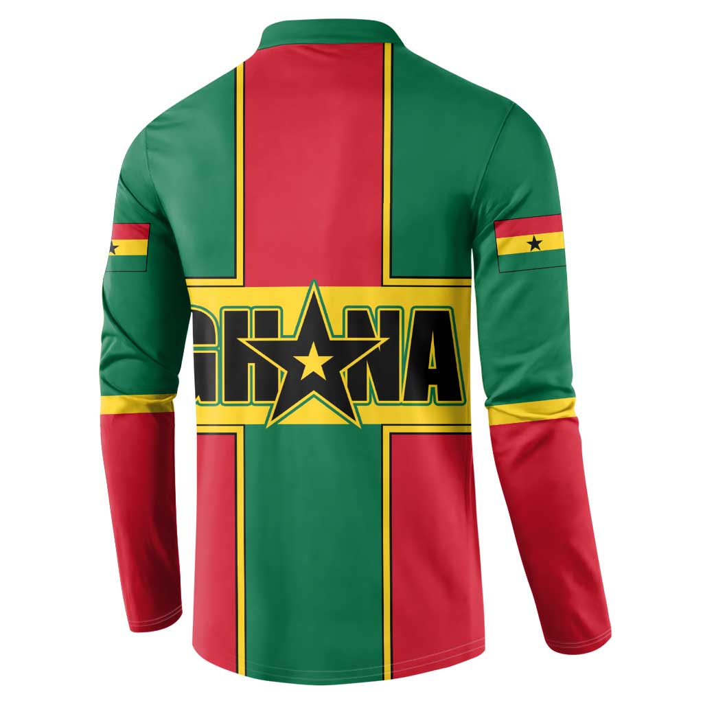 Ghana Flag Button Sweatshirt with Coat of Arms Design