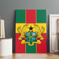 Ghana flag canvas wall art with coat of arms eagle and shield, multicolor, straight-on