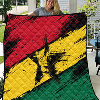 Ghana flag quilt with coat of arms star, red yellow green diamond pattern
