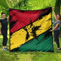 Ghana flag quilt with coat of arms star, red yellow and green quilted design