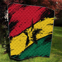 Ghana flag quilt with coat of arms star, red yellow green abstract brush stripes