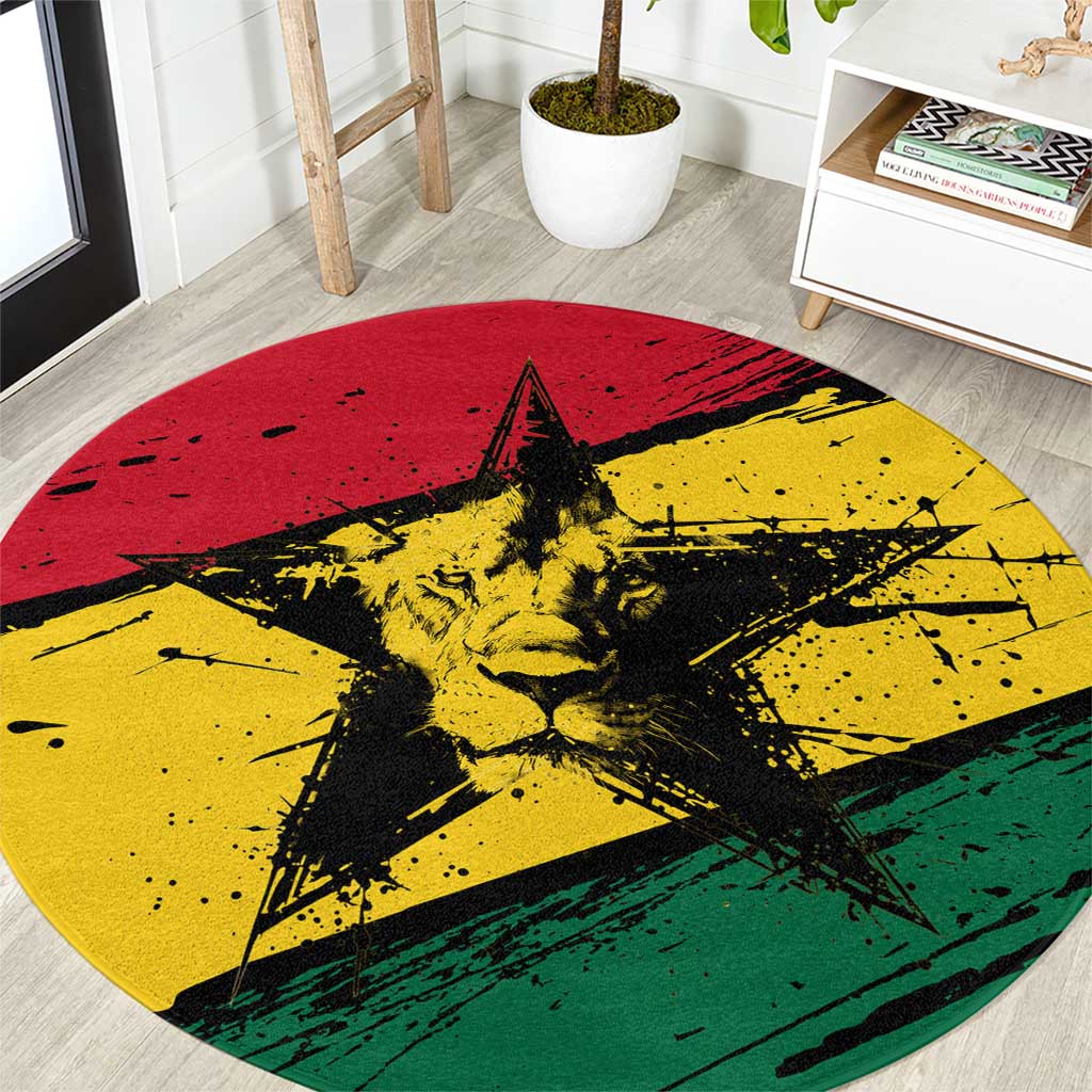 Ghana Flag Round Carpet with Coat of Arms Design TS04