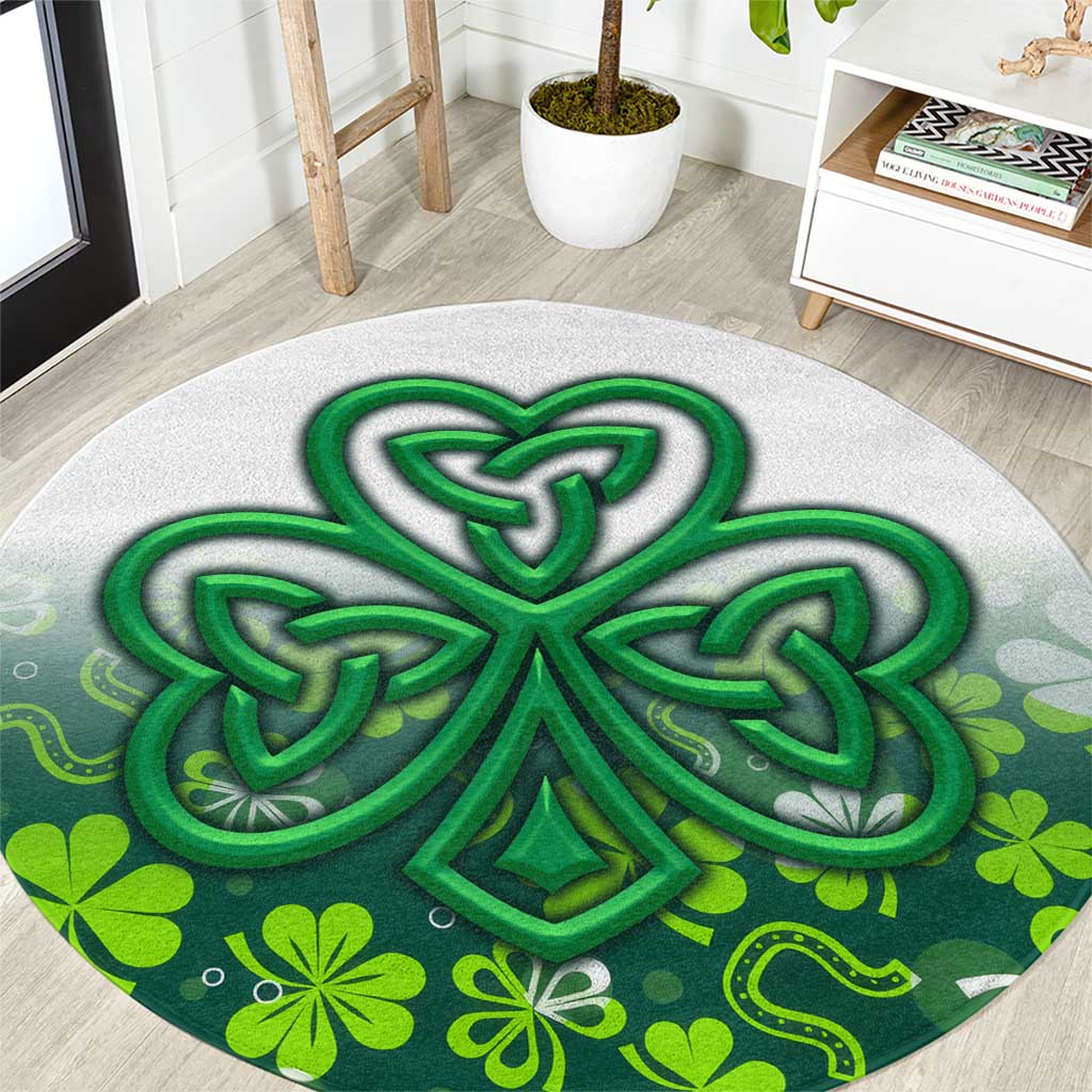 Celtic Knot and Clover Ireland - Inspired Design Round Carpet