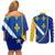 Bosnia and Herzegovina Couples Matching Off Shoulder Short Dress and Long Sleeve Button Shirt Flag and Coat of Arms Hoodie – Unique Combination Design