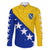 Bosnia and Herzegovina Family Matching Off Shoulder Short Dress and Hawaiian Shirt Flag and Coat of Arms Hoodie – Unique Combination Design