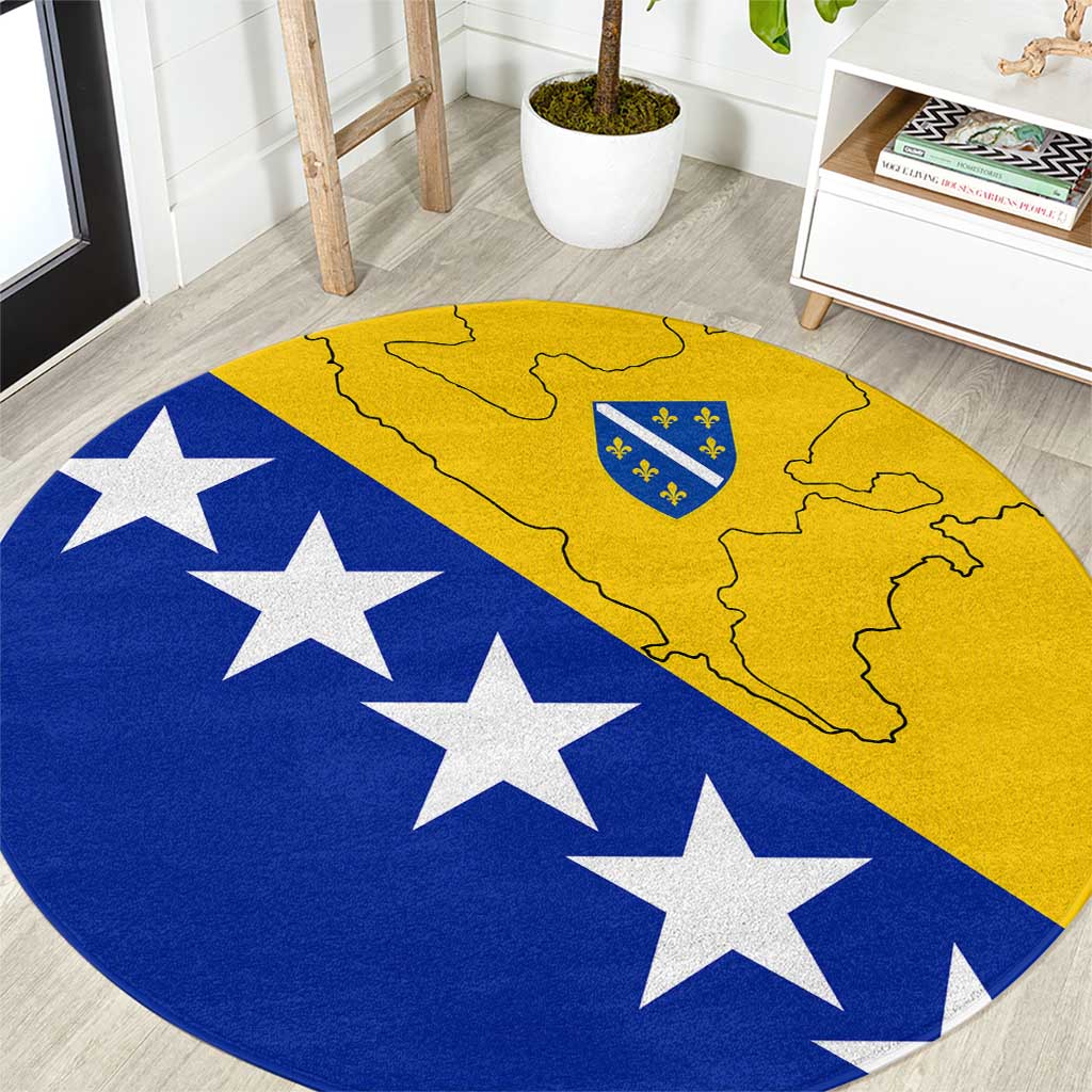 Bosnia and Herzegovina Round Carpet Flag and Coat of Arms Hoodie – Unique Combination Design